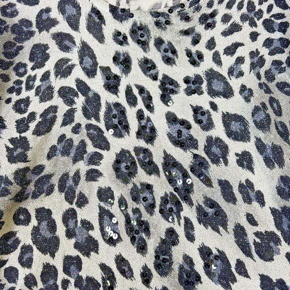 C'est City Women's Sweater Sz M Metallic Leopard Sequin Viscose Silk Scoop Neck‎ - Picture 5 of 9